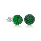 Boucles d'oreilles pour femme serties de cristaux verts argentés